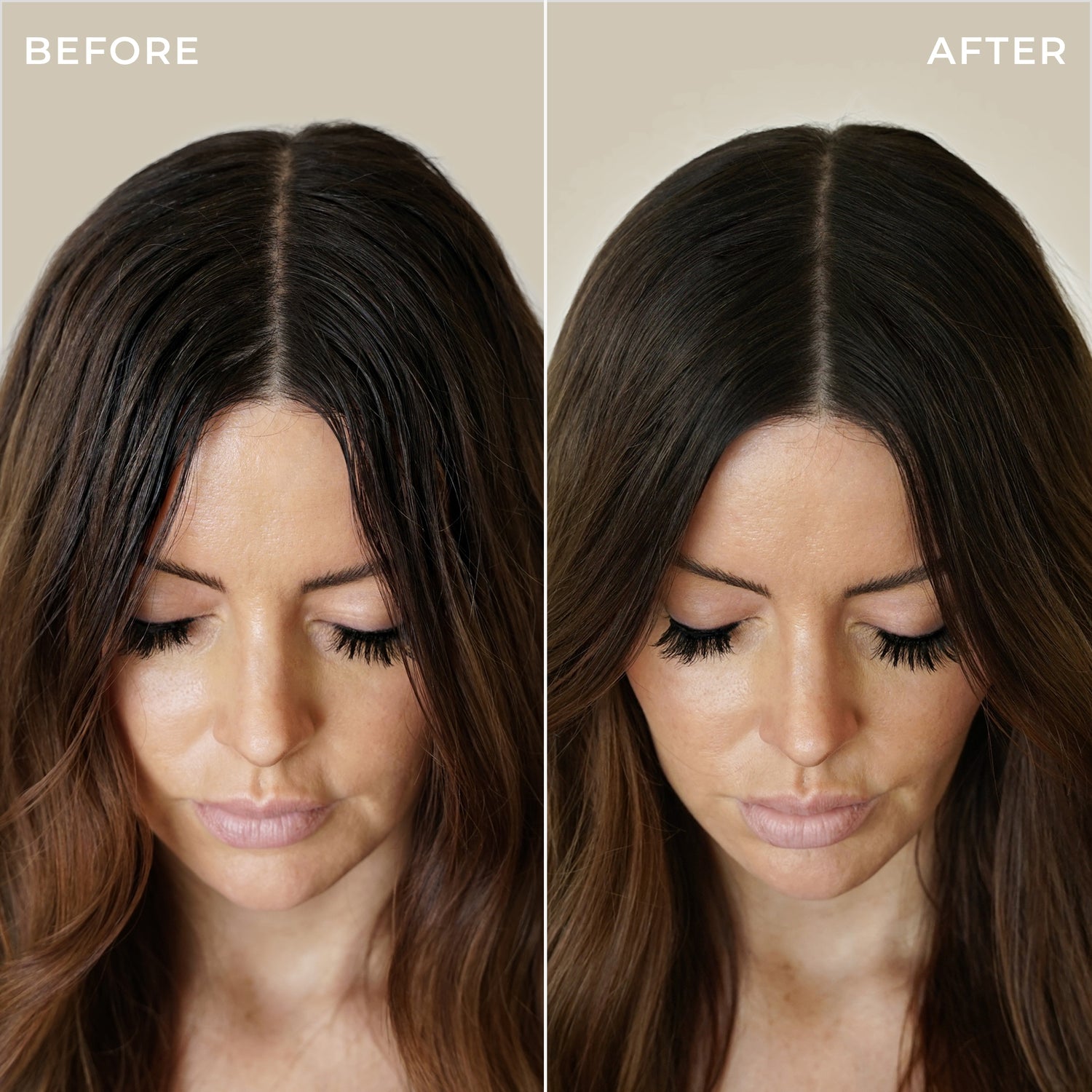 Dry shampoo powder before and after photo